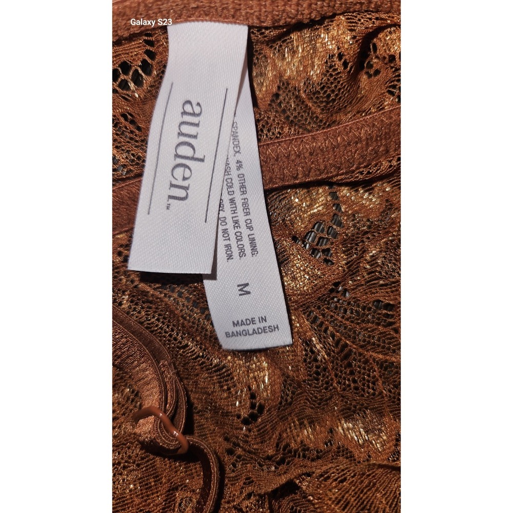 Auden Size M Whimsy Y2K Longline Lace Bralette Burnt Orange Metallic Gold Floral - Picture 6 of 9
